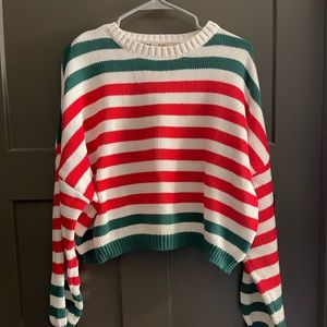 Francesca's Collections Sweaters | Red and Green Striped Sweater | Color: Green/Red | Size: M | Morgancalkins's Closet